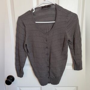The Limited Gray Women's Cardigan button-up Sweater Elbow Length Sleeve